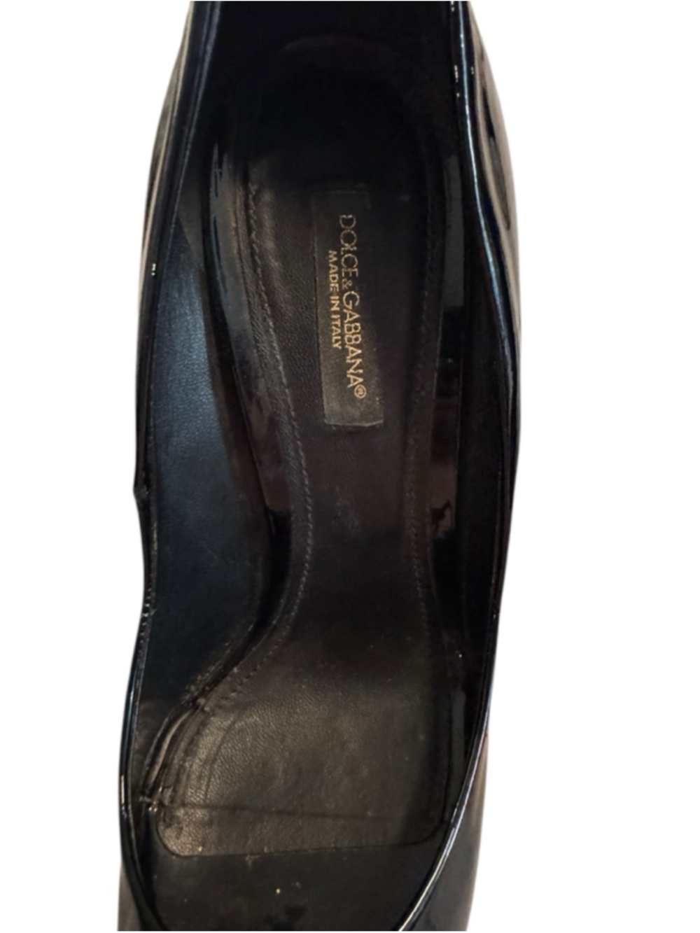 Women's Dolce & Gabbana Black Patent Leather Peep Toe Stilettos Heels 6.5 / 36.5 - Picture 10 of 11